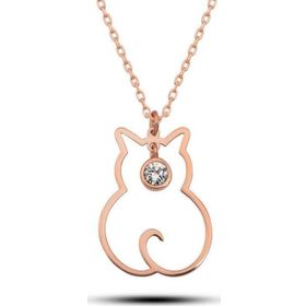 Gumush T8380 Nisan Ayı Doğum Taşı Kedi Kadın Gümüş Kolye