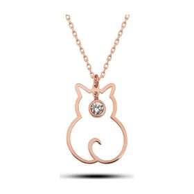 Gumush T8380 Nisan Ayı Doğum Taşı Kedi Kadın Gümüş Kolye