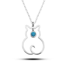 Gumush T8386 Aralık Ayı Doğum Taşı Kedi Kadın Gümüş Kolye