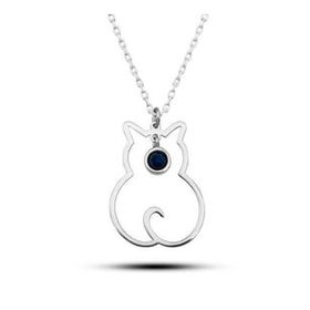 Gumush T8396 Gümüş Eylül Ayı Doğum Taşı Kedi Kadın Kolye