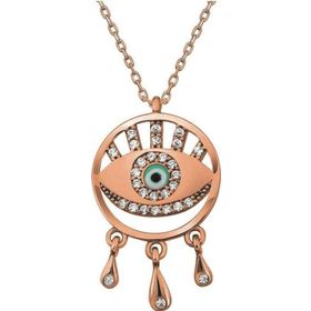 Gumush T8411 Rose Nazarlı Göz Kadın Gümüş Kolye