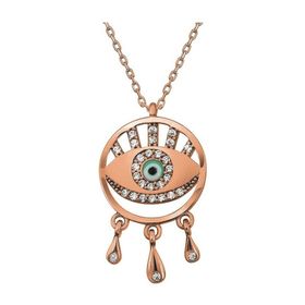 Gumush T8411 Rose Nazarlı Göz Kadın Gümüş Kolye