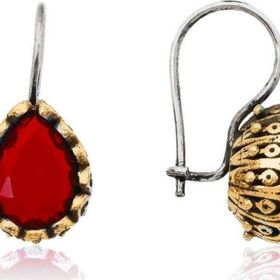 Gumush T8417 Kırmızı Damla Otantik Kadın Gümüş Küpe
