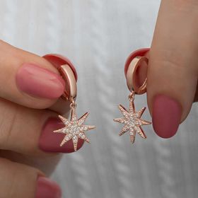 Gumush T8473 Rose Sallantılı Kutup Yıldızı Kadın Gümüş Küpe