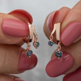 Gumush T8475 Rose Sallantılı Mistik Topaz Kadın Gümüş Küpe