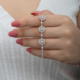 Gumush T8495 Baget Çiçek Desenli Kadın Gümüş Bileklik