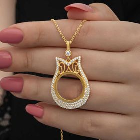 Gumush T8508 Gümüş Gold Kaplama Çeyrek Altın Takılabilen Kadın Kolye