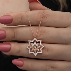 Gumush T8511 Rose Kar Tanesi Kadın Gümüş Kolye