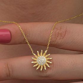 Gumush T8513 Gümüş Gold Güneş Kadın Kolye