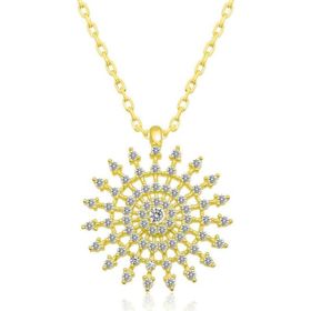 Gumush T8513 Gümüş Gold Güneş Kadın Kolye