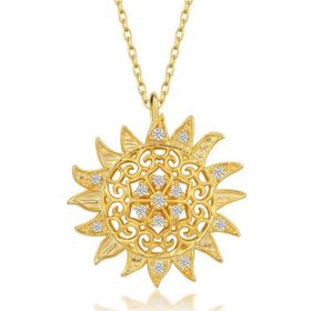 Gumush T8513 Gümüş Gold Güneş Kadın Kolye
