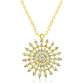 Gumush T8513 Gümüş Gold Güneş Kadın Kolye