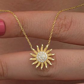 Gumush T8513 Gümüş Gold Güneş Kadın Kolye
