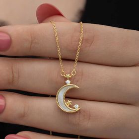 Gumush T8520 Gold Yıldız Kadın Gümüş Kolye