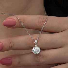 Gumush T8526 Gümüş Beyaz Kristal Taşlı Kadın Kolye
