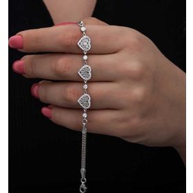 Gumush T8559 ​Baget Taşlı Kalp Kadın Gümüş Bileklik
