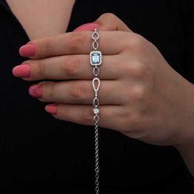 Gumush T8560 Baget Turkuaz Taşlı Kadın Gümüş Bileklik