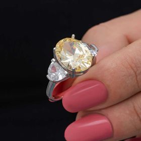 Gumush T8585 Gümüş Sitrin Zirkon Taşlı Kadın Yüzük