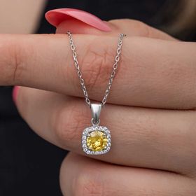 Gumush T8601 Sarı Baget Taşlı Kadın Gümüş Kolye