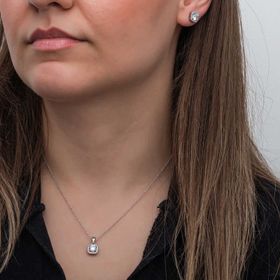 Gumush T8606 Kare Montür Tek Taş Kadın Gümüş Set