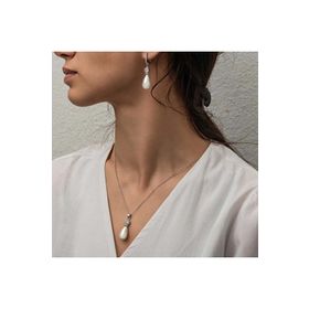 Gumush T8619 İnci Damla Kadın Gümüş Set