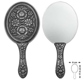 Gumush T8633 Gümüş Papatya ve Gül Motifli El Aynası