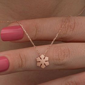 Gumush T8657 Rose Minimal Kar Tanesi Kadın Gümüş Kolye