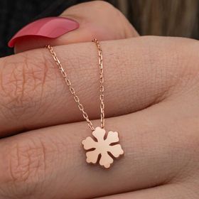 Gumush T8657 Rose Minimal Kar Tanesi Kadın Gümüş Kolye