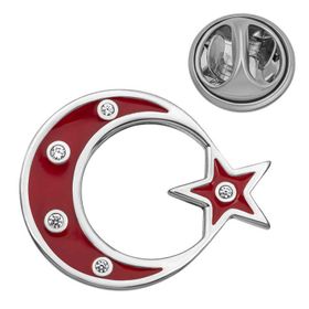 Gumush T8667 Gümüş Ay Yıldız Rozet