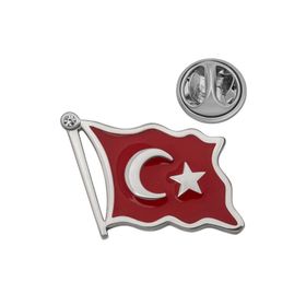 Gumush T8676 Gümüş Türk Bayrağı Rozet