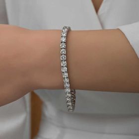 Gumush T8697 2.5 mm Beyaz Taşlı Su Yolu Kadın Gümüş Bileklik