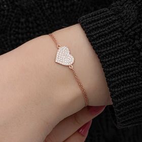 Gumush T8699 Rose Kalp Kadın Gümüş Bileklik