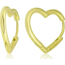 Gumush T8714 Gold Loved Yazılı Taşsız Kalp Kadın Gümüş Küpe
