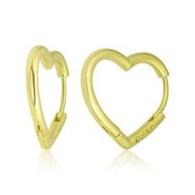 Gumush T8714 Gold Loved Yazılı Taşsız Kalp Kadın Gümüş Küpe