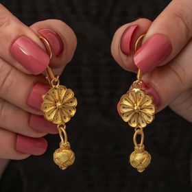 Gumush T8719 ​Gold Sallantılı Trabzon Kazaz Kadın Gümüş Küpe