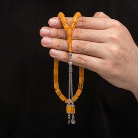 Gumush T8786 Gümüş Püskül Sıkma Kehribar Tesbih