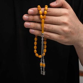 Gumush T8791 Gümüş Püskül Sıkma Kehribar Tesbih