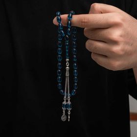 Gumush T8797 Gümüş Püskül Sıkma Kehribar Tesbih