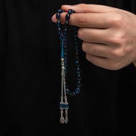 Gumush T8799 Gümüş Püskül Sıkma Kehribar Tesbih