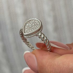 Gumush T8885 Damla Zirkon Taşlı Kadın Gümüş Yüzük