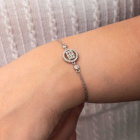 Gumush T8892 Yuvarlak Baget Taşlı Kadın Gümüş Bileklik