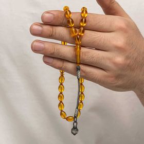 Gumush T8921 Gümüş Kazaz Püsküllü Sıkma Kehribar Tesbih