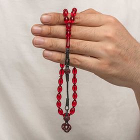 Gumush T8922 Gümüş Kazaz Püsküllü Sıkma Kehribar Tesbih