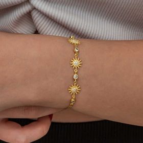Gumush T8953 Gold Güneş Kadın Gümüş Bileklik