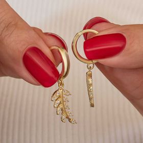 Gumush T8974 Gold Sallantılı Başak Kadın Gümüş Küpe