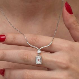 Gumush T8982 Baget Taşlı Gerdanlık Model Kadın Gümüş Kolye