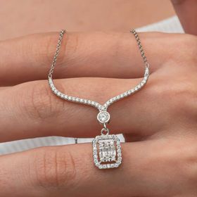 Gumush T8984 Baget Taşlı Gerdanlık Model Kadın Gümüş Kolye