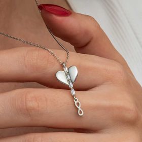 Gumush T8989 Kalpli Sonsuzluk Kadın Gümüş Kolye