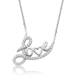 Gumush Taşlı Love Kadın Kolye