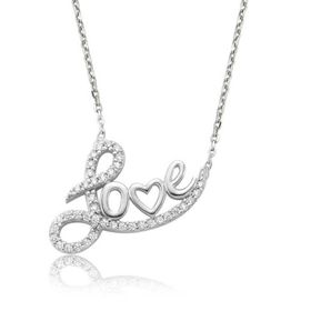 Gumush Taşlı Love Kadın Kolye